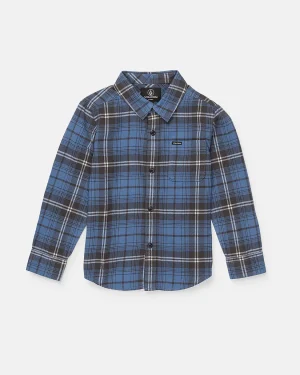 Little Boys Caden Plaid Blau - Langarmhemd